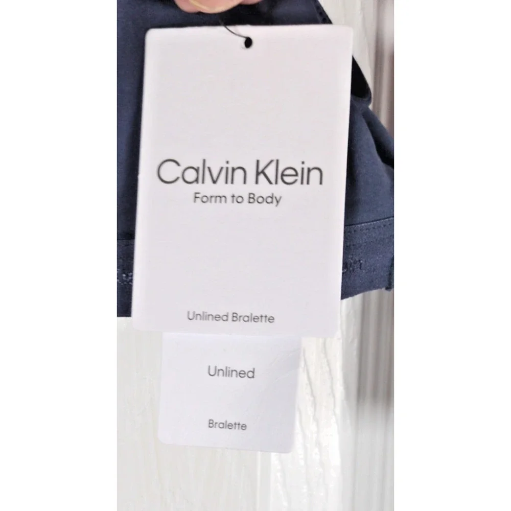 Calvin Klein Women's Form to Body Unlined Bralette QF6757 Speakeasy Blue Small